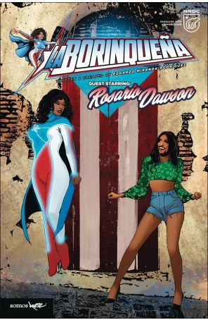 Borinquena Guest Starring Rosario Dawson, La 1B published by Somos Arte with cover art by Bill Sienkiewicz