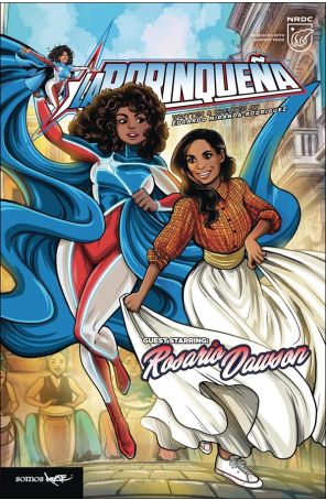 Borinquena Guest Starring Rosario Dawson, La 1F published by Somos Arte with cover art by Luciano Vecchio