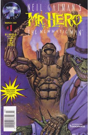 Mr. Hero-The Newmatic Man (Neil Gaiman's, 1st Series) 1 (Newsstand) published by Tekno with cover art by Marc Sosso