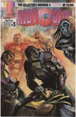 Riot Gear 5 published by Triumphant with cover art by Fred Harper
