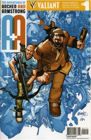 A And A: The Adventures of Archer And Armstrong 1 (2nd) published by Valiant with cover art by David Lafuente