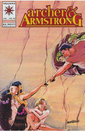 Archer And Armstrong 18 published by Valiant with cover art by Mike Vosburg