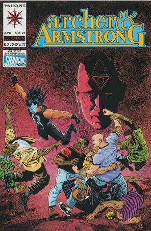 Archer And Armstrong 21 published by Valiant with cover art by Mike Vosburg