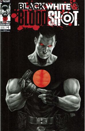 Black, White, And Bloodshot 1A published by Valiant with cover art by Guillermo Fajardo