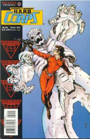 The H.A.R.D. Corps 30 published by Valiant with cover art by Mike Tuccinard