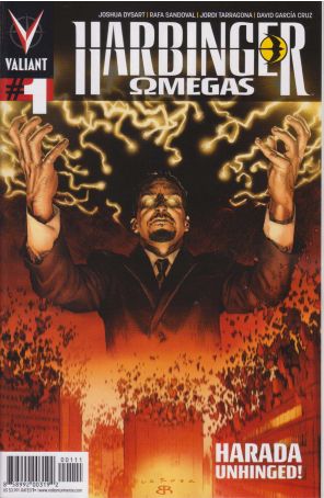 Harbinger: Omegas 1 published by Valiant with cover art by Lewis Larosa