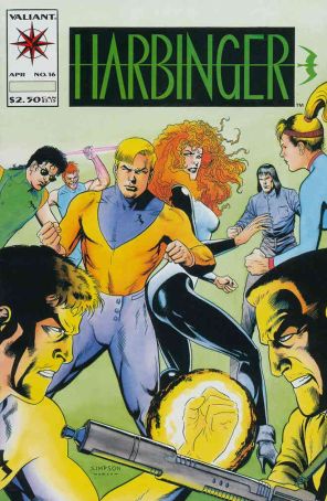 Harbinger 16 published by Valiant with cover art by Howard Simpson