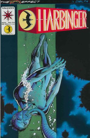Harbinger 34 published by Valiant with cover art by Sean Chen