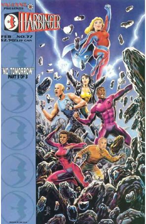 Harbinger 37 published by Valiant with cover art by James Brock