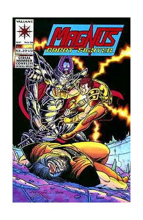 Magnus Robot Fighter (Valiant) 28 published by Valiant with cover art by Jim Calafiore