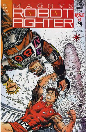 Magnus Robot Fighter (Valiant) 5 (with card) published by Valiant with cover art by Art Nichols