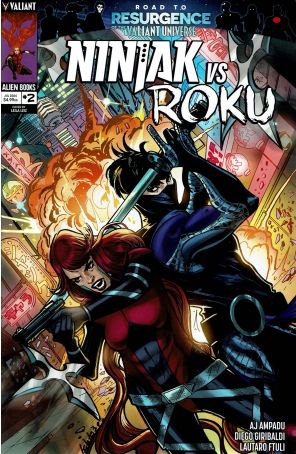 Ninjak Vs. Roku 2A published by Valiant with cover art by Leila Leiz