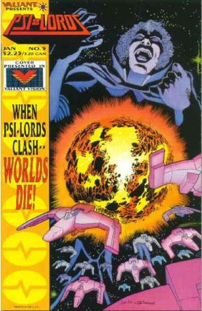 Psi-Lords 5 published by Valiant with cover art by Mike Leeke