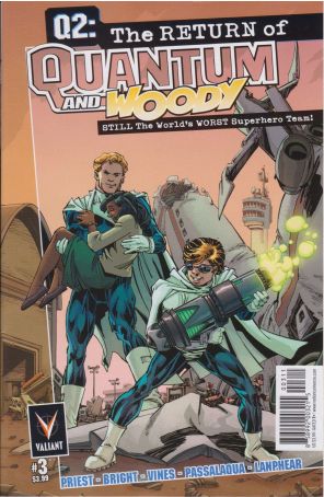 Q2: The Return of Quantum and Woody 3 published by Valiant with cover art by Mark D. Bright