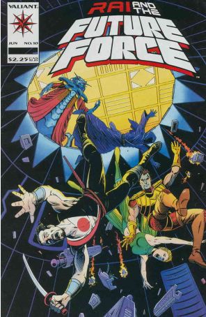 Rai and the Future Force 10 published by Valiant with cover art by Sean Chen
