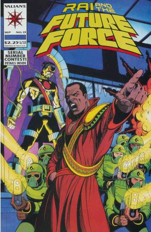 Rai and the Future Force 13 published by Valiant with cover art by Sean Chen