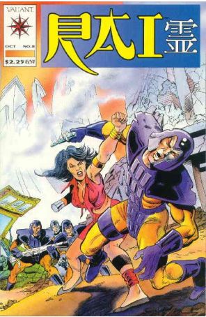 Rai 8 published by Valiant with cover art by Mark Csaszar and Knob Row