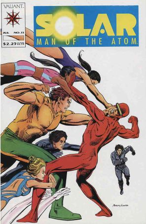 Solar, Man of the Atom 11 published by Valiant with cover art by David Perlin