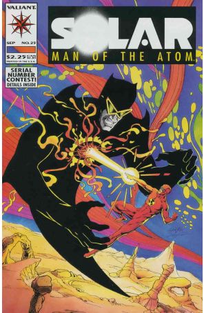 Solar, Man of the Atom 25 published by Valiant with cover art by Mike Leeke
