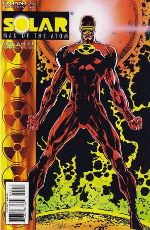 Solar, Man of the Atom 44 published by Valiant with cover art by Bob Hall