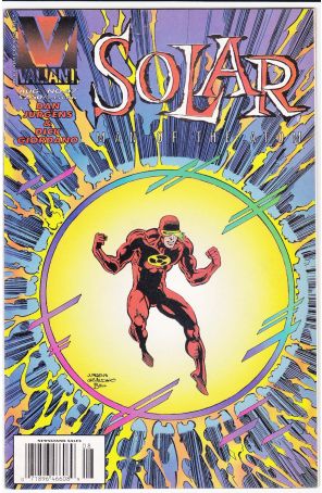 Solar, Man of the Atom 47 (Newsstand) published by Valiant with cover art by Dan Jurgens