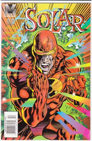 Solar, Man of the Atom 52 (Newsstand) published by Valiant with cover art by Tom Grindberg