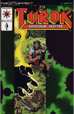 Turok, Dinosaur Hunter 16 published by Valiant with cover art by Rags Morales
