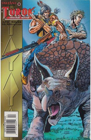 Turok, Dinosaur Hunter 22 (Newsstand) published by Valiant with cover art by Gonzalo Mayo
