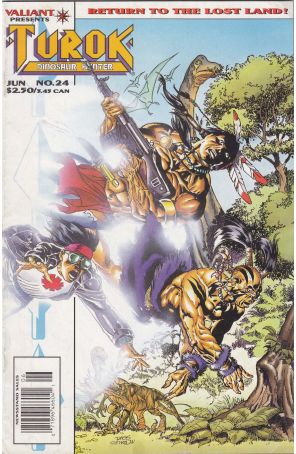 Turok, Dinosaur Hunter 24 (Newsstand) published by Valiant with cover art by Rags Morales