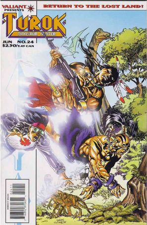 Turok, Dinosaur Hunter 24 published by Valiant with cover art by Rags Morales