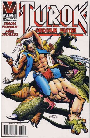 Turok, Dinosaur Hunter 30 published by Valiant with cover art by Rags Morales