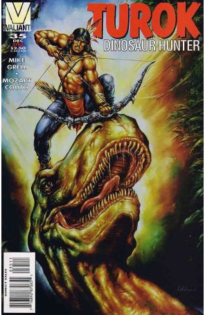 Turok, Dinosaur Hunter 35 published by Valiant with cover art by Leo Leibelman
