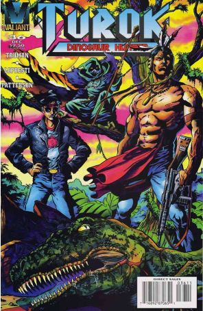 Turok, Dinosaur Hunter 36 published by Valiant with cover art by Aaron Lopresti