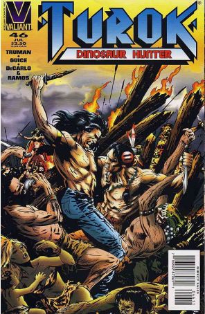Turok, Dinosaur Hunter 46 published by Valiant with cover art by Butch Guice