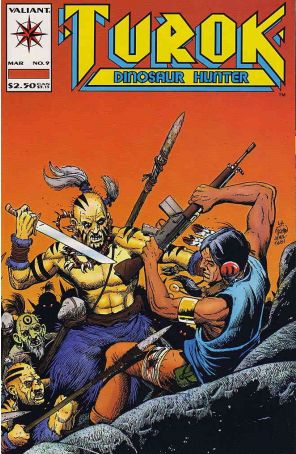 Turok, Dinosaur Hunter 9 published by Valiant with cover art by Timothy Truman