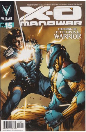 X-O Manowar (3rd Series) 15 published by Valiant with cover art by Trevor Hairsine