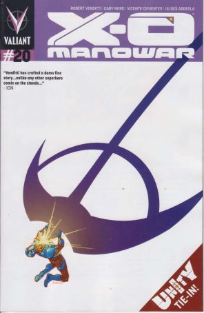 X-O Manowar (3rd Series) 20 published by Valiant with cover art by Kalman Andrasofszky