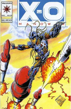X-O Manowar 23 published by Valiant with cover art by Paris T. Karounos