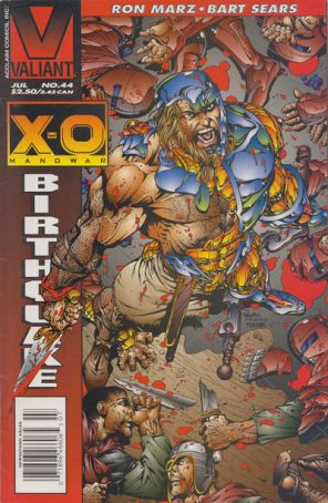 X-O Manowar 44 (Newsstand) published by Valiant with cover art by Bart Sears