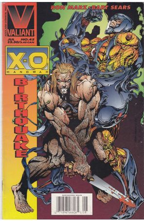 X-O Manowar 45 (Newsstand) published by Valiant with cover art by Bart Sears