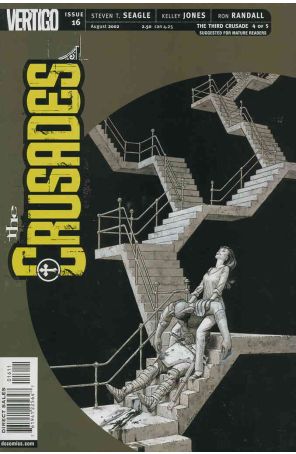 The Crusades 16 published by DC/Vertigo with cover art by Aron Wiesenfeld