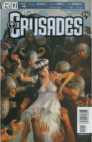 The Crusades 19 published by DC/Vertigo with cover art by Aron Wiesenfeld