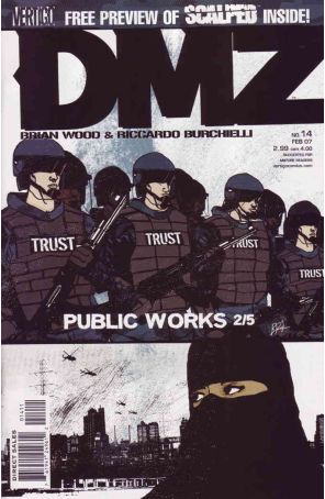 DMZ 14 published by DC/Vertigo with cover art by Brian Wood