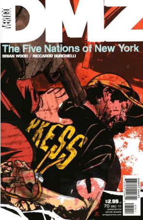 DMZ 70 published by DC/Vertigo with cover art by John Paul Leon