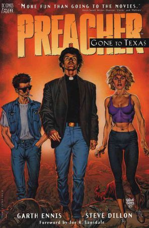 Preacher TPB 1 published by DC/Vertigo with cover art by Glenn Fabry