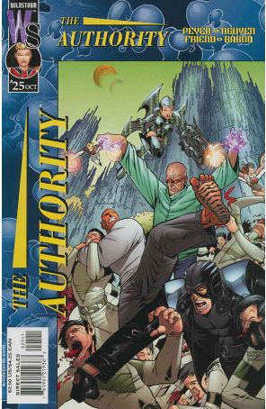 The Authority 25 published by WildStorm with cover art by Dustin Nguyen, Richard Friend, and David Baron