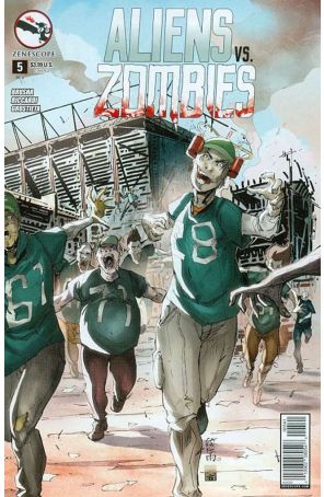 Aliens Vs. Zombies 5D published by Zenescope with cover art by Giuseppe Cafaro