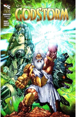 Grimm Fairy Tales presents Godstorm 0A published by Zenescope with cover art by Eric Basaldua