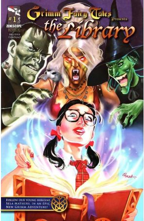 Grimm Fairy Tales: The Library 1B published by Zenescope with cover art by Joe Pekar