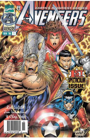 Avengers (Vol. 2) #1 (Newsstand) published by Marvel with cover art by Rob Liefeld